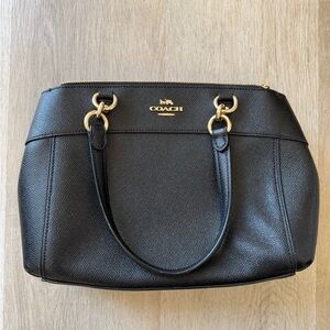 Coach Black Leather Shoulder Bag with Gold Hardware
